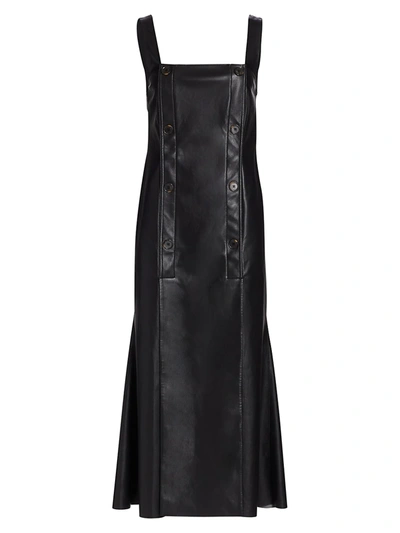 Shop Nanushka Women's Allie Vegan Leather Sleeveless Midi Dress In Black