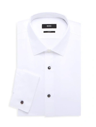 Shop Hugo Boss Men's Slim-fit Jasper Tuxedo Shirt In White