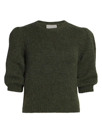 Shop Bytimo Knit Puff-sleeve Top In Green