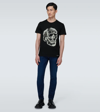 Shop Alexander Mcqueen Skull Printed Cotton T-shirt In Black