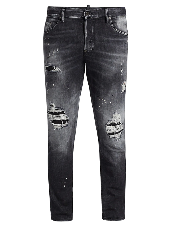 black dsquared jeans paint splatter