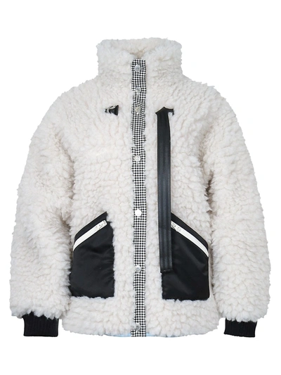 Shop Sandy Liang Seven Faux Fur Fleece Jacket In Cloud