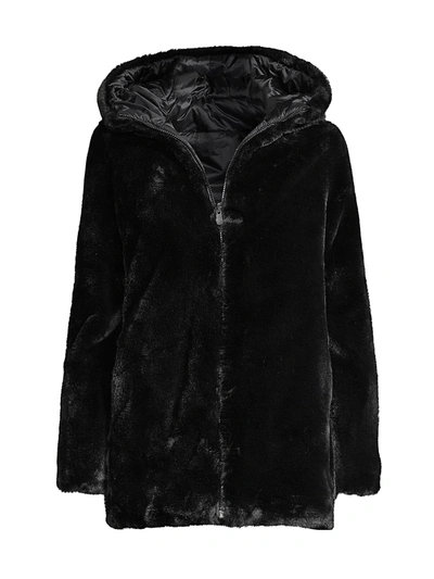 Shop Save The Duck Women's Eco Fury Reversible Faux Fur Coat In Black
