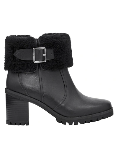 Shop Ugg Women's Elisiana Faux Fur-trimmed Leather Boots In Black