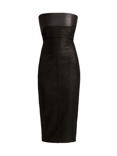 Shop Rick Owens Women's Strapless Leather Bustier Dress In Black