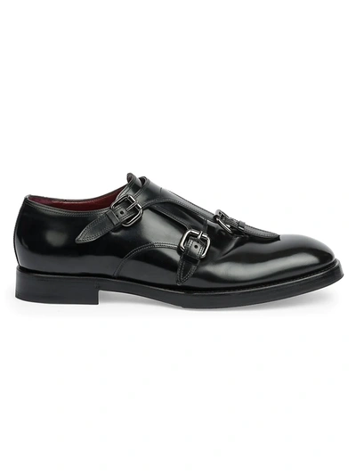 Shop Dolce & Gabbana Triple Buckle Leather Derby Shoes In Black