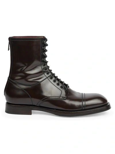 Shop Dolce & Gabbana Leather Lace-up Boots In Brown