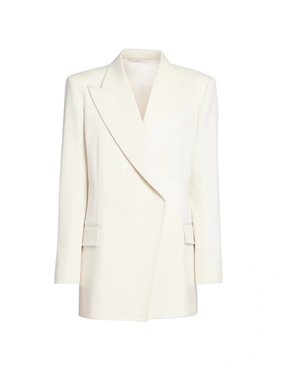 Shop Givenchy Masculine Double Breasted Wool-blend Jacket In White