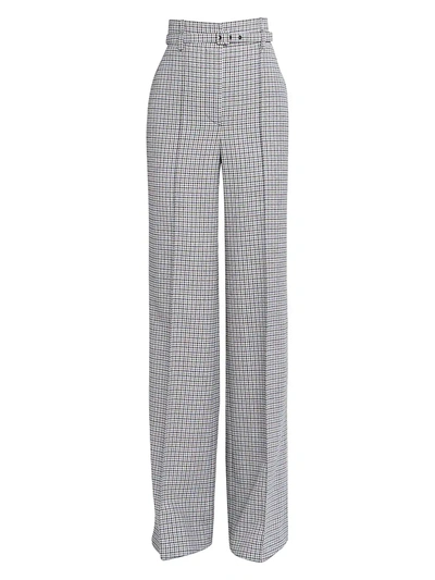 Shop Givenchy Women's Plaid Wool High-waist Straight-leg Pants In Black White