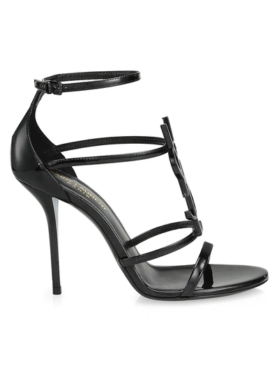 Shop Saint Laurent Women's Cassandra Leather Sandals In Nero