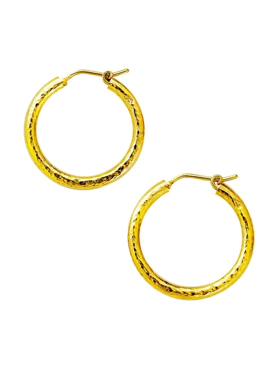 Shop Elizabeth Locke 19k Yellow Gold Giant Hammered Hoop Earrings