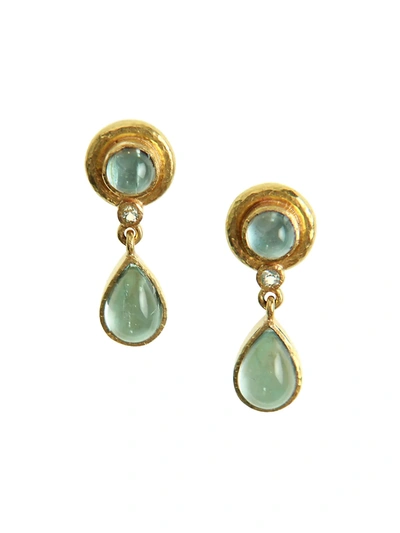 Shop Elizabeth Locke Women's Stone 19k Yellow Gold, Aquamarine & Mother-of-pearl Drop Earrings