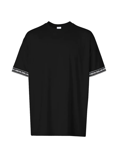 Shop Burberry Men's Teslow Logo Cotton T-shirt In Black