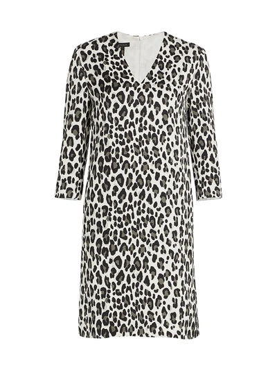 Shop Escada Dorras V-neck Snow Leopard-print Shift Dress