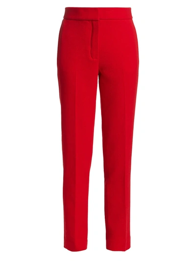 Shop Oscar De La Renta Straight-leg Trousers In Crimson