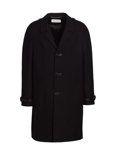 Saint Laurent Men's Manteau Demi Raglan Coat In Black | ModeSens