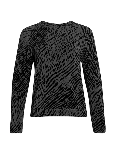 Shop Majestic French Terry Zebra-print Sweater In Flanelle