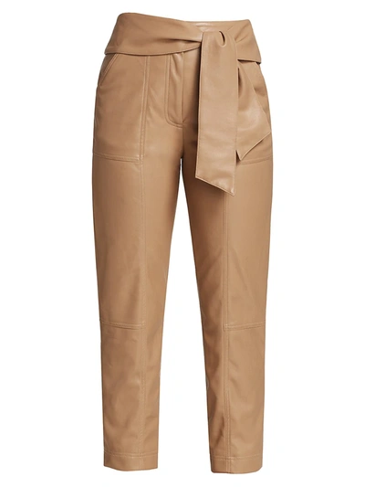 Shop Jonathan Simkhai Tessa Vegan Leather Tie Pants In Camel