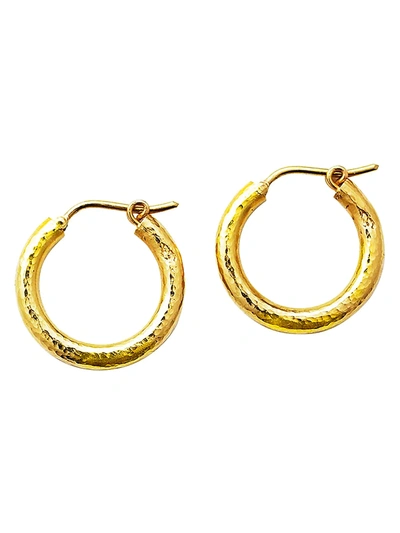 Shop Elizabeth Locke Gold Hammered 19k Yellow Gold Small Hoop Earrings