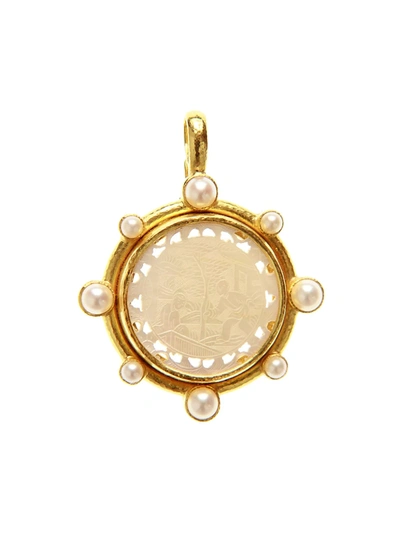 Shop Elizabeth Locke Women's 19k Yellow Gold, Pearl, Mother-of-pearl & 18th Century Gambling Counter Pendant