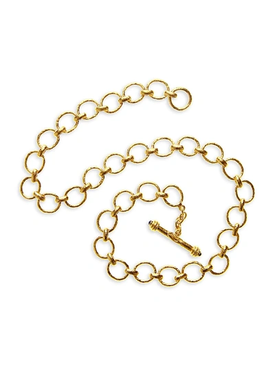 Shop Elizabeth Locke Gold Positano Hammered 19k Yellow Gold Small Oval-link Chain Toggle Necklace
