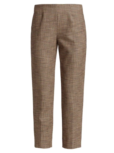 Shop Piazza Sempione Audrey Cropped Houndstooth Pants In Beige Brick
