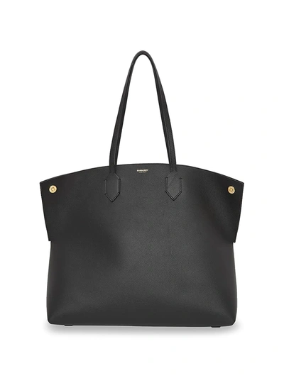 Shop Burberry Society Leather Tote In Black