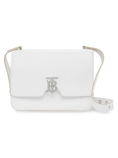 Shop Burberry Women's Medium Alice Tb Leather Shoulder Bag In Optic White