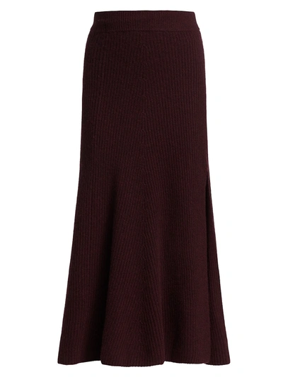 Shop Altuzarra Darrell Cashmere Knit Midi Skirt In Juniper Berry