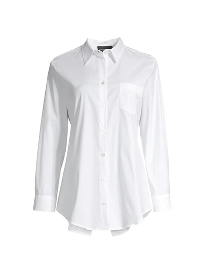 Shop Emporio Armani Vented Stretch Poplin Shirt In Biancoottico