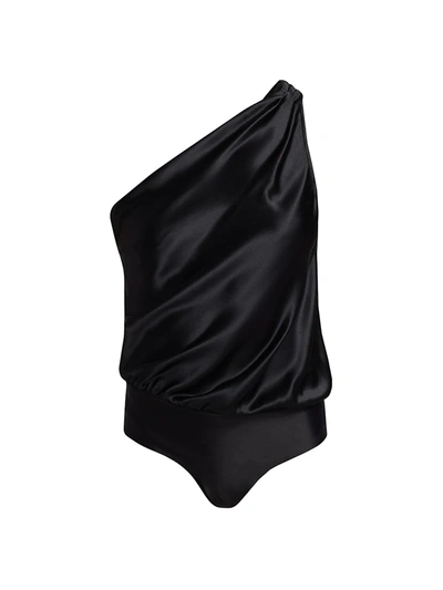 Shop Cami Nyc Women's Darby One-shoulder Silk Bodysuit In Black