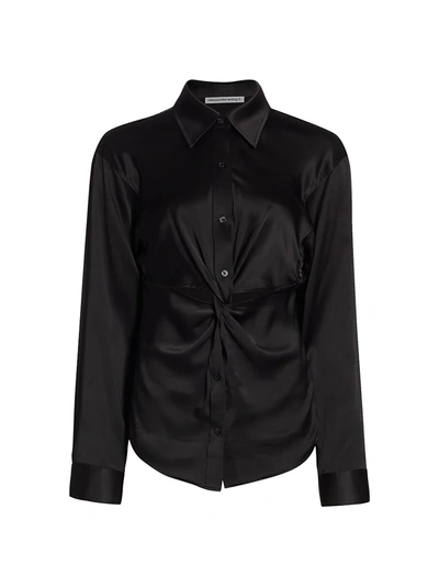 Shop Alexander Wang T Twisted Button-down Top In Black