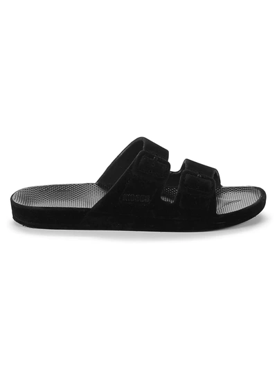 Shop Freedom Moses Women's Two-strap Slides In Black