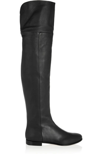 Shop Jimmy Choo Mitty Textured-leather Over-the-knee Boots In Black