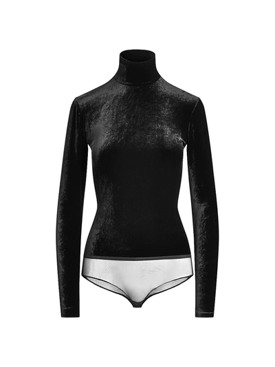 Shop Ralph Lauren Kirsti Velvet Bodysuit In Black