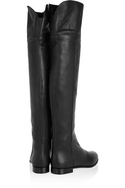 Shop Jimmy Choo Mitty Textured-leather Over-the-knee Boots In Black