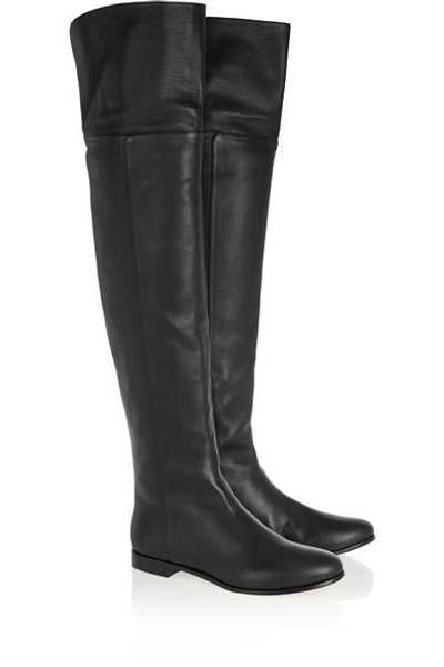 Shop Jimmy Choo Mitty Textured-leather Over-the-knee Boots In Black