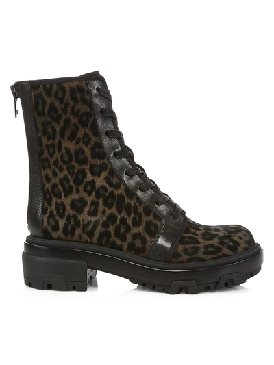 Shop Rag & Bone Women's Shaye Leopard-print Suede Combat Boots In Black Charcoal