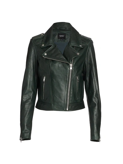 Shop Lamarque Donna Leather Jacket In Deep Pine
