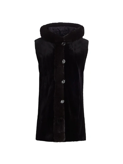 Shop The Fur Salon Women's Sable Fur-trimmed Mink Fur Reversible Vest In Black Uptone