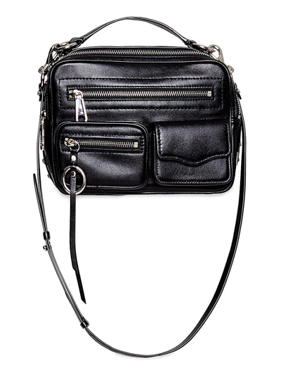 Shop Rebecca Minkoff Jett Boxy Leather Crossbody Bag In Black