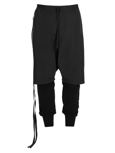 Shop Ben Taverniti Unravel Project Men's Double Layer Jogging Pants In Black