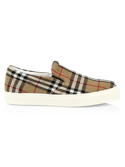 Shop Burberry Thompson Check Canvas Loafers In Archive Beige