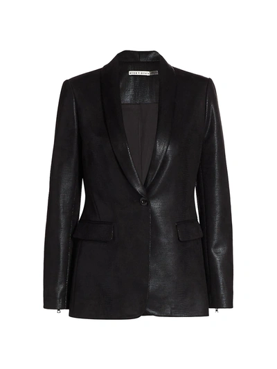 Shop Alice And Olivia Women's Macey Shawl Collar Vegan Leather Blazer In Black