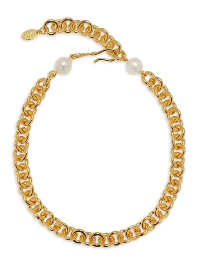 Shop Lizzie Fortunato Halo 18k Goldplated & 12-13mm Pearl Chunky Chain Necklace