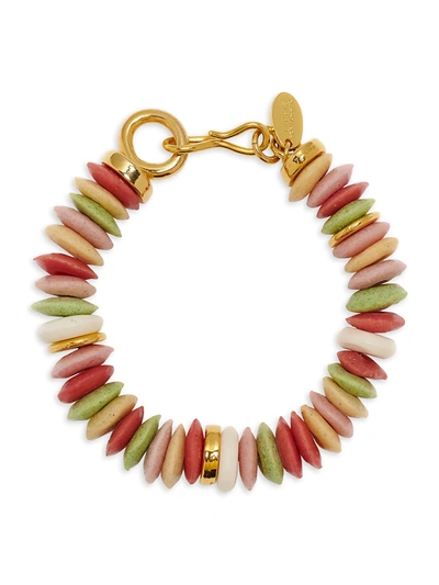 Shop Lizzie Fortunato Candy Reycled Glass & Bone Beaded Bracelet In Neutral