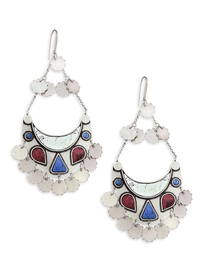 Shop Isabel Marant Move Your Beaded Earrings In White Silver