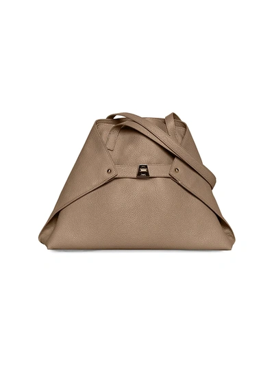Shop Akris Small Ai Leather Tote In Sand