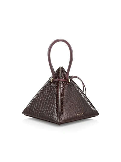Shop Nita Suri Women's Lia Croc-embossed Leather Pyramid Top Handle Bag In Saddle Brown