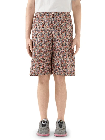 Shop Gucci Liberty Floral Cotton Shorts In Flame Pink